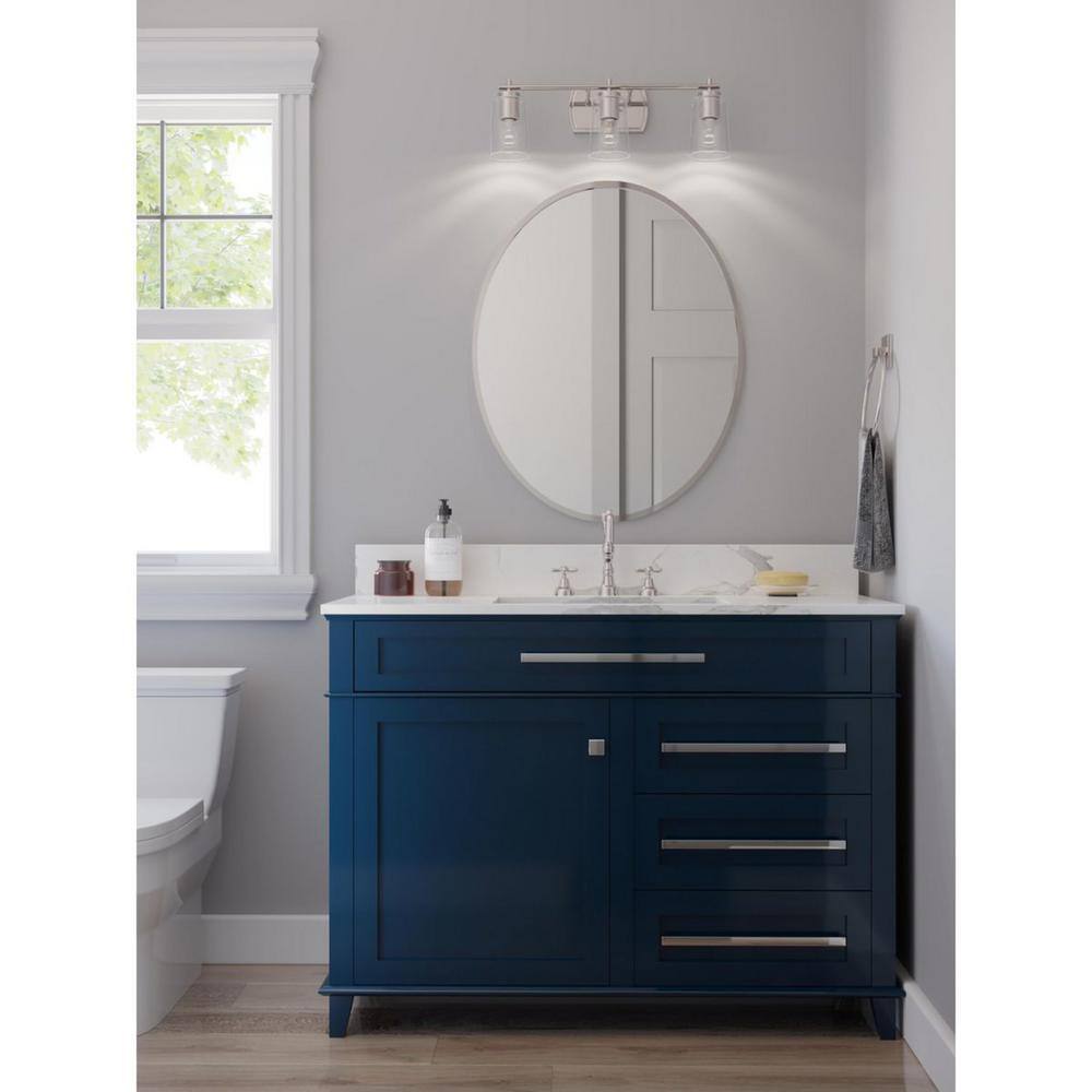 Adley Polished Nickel 3-Light Bath Vanity with Clear Glass Shades