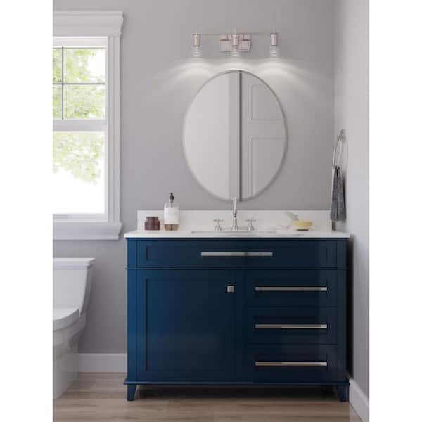 Adley Collection 23 in. 3-Light Polished Nickel Clear Glass New Traditional Bathroom Vanity Light