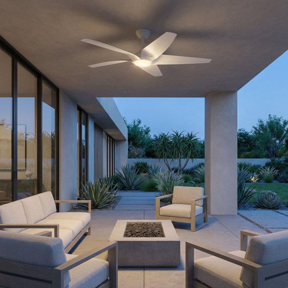 Dellwood Coastal 56 in. Matte White Downrod Mount Smart LED Modern Indoor/Outdoor Ceiling Fan with Remote Included price history on PriceWatchPro