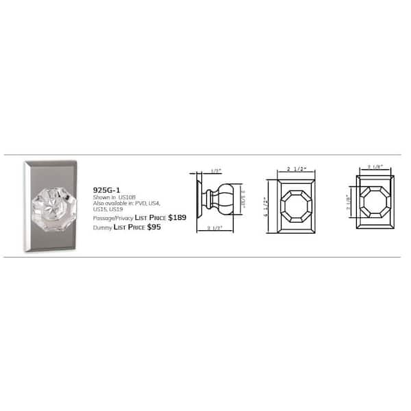 Traditional Knob & Square Rose- Passage - Lifetime (PVD) Satin