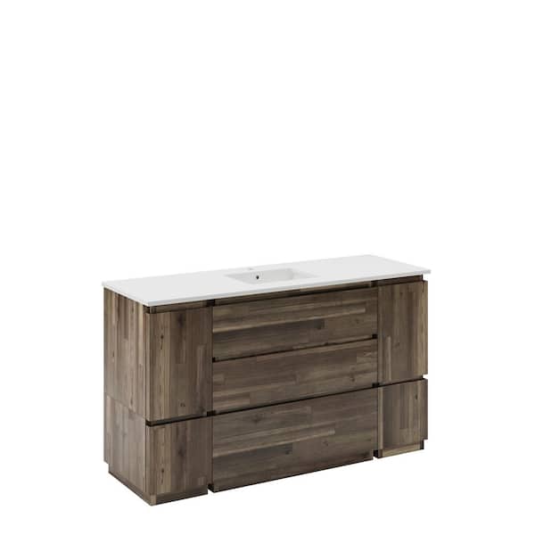Fresca Formosa 60 in. Single Sink Freestanding Sage Gray Bath Vanity with White Quartz Top and Undermount Ceramic Sink