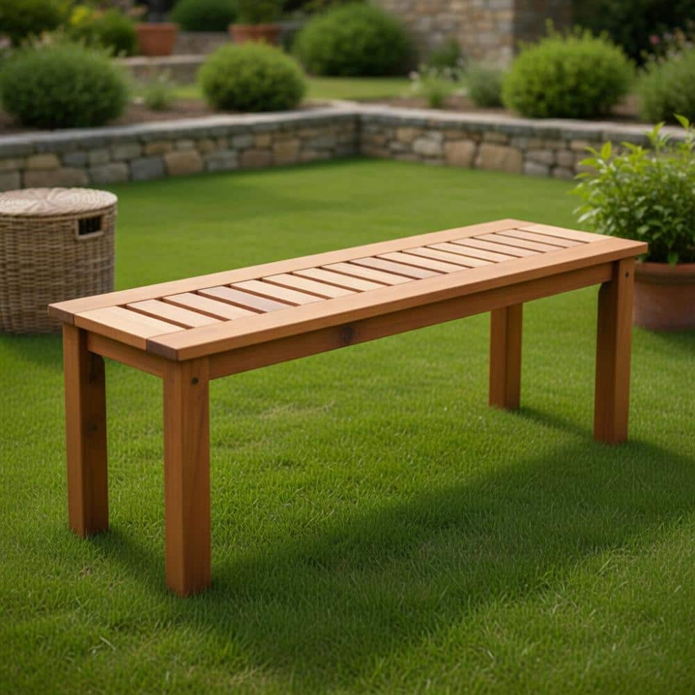 47 inch teak wood two person patio bench solid wood slatted seat weather resistant finish easy assembly price history on PriceWatchPro