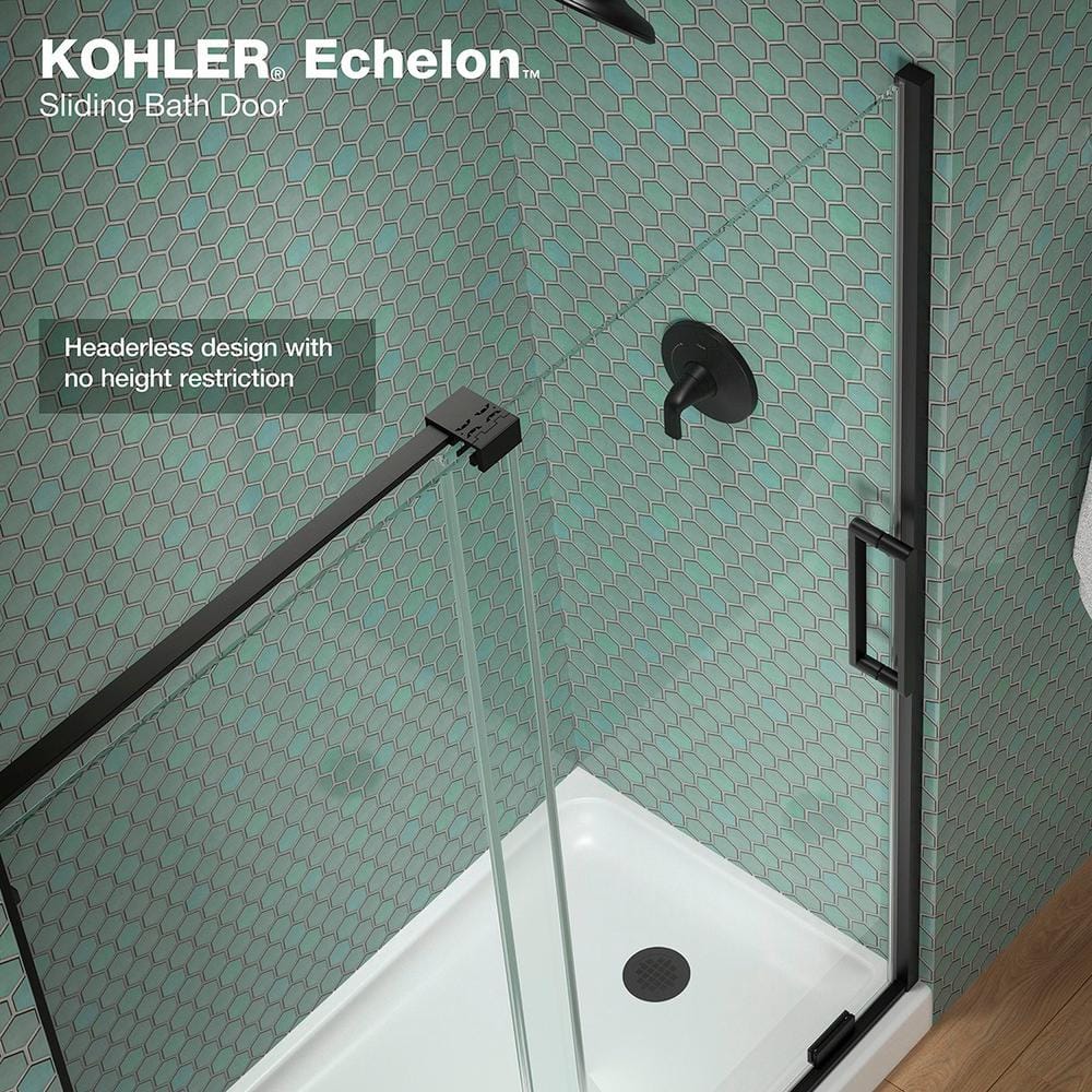 Matte Black Frameless Sliding Shower Door with Clear Glass