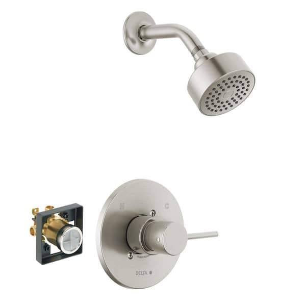Delta Modern Single Handle 1-Spray Shower Faucet 1.75 GPM with Pressure Balance in Stainless