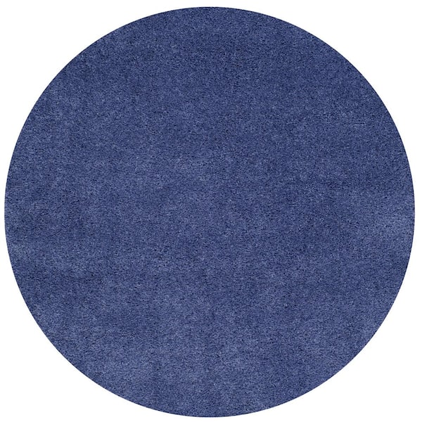 California Shag 5 ft. x 5 ft. Round Periwinkle Solid Flokati Area Rug