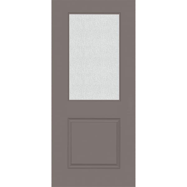 Steves & Sons Legacy 36 in. x 80 in. Universal Handing 1/2 Lite Rain Glass Primed Kindling Finish Fiberglass Front Door Slab