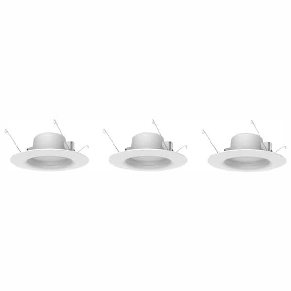 EcoSmart 5 in. and 6 in. White Integrated LED Recessed Trim (3-Pack)