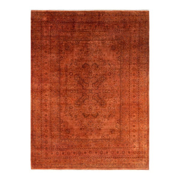 Overdyed Pink 9 ft. x 12 ft. Solid Wool Indoor Area Rug