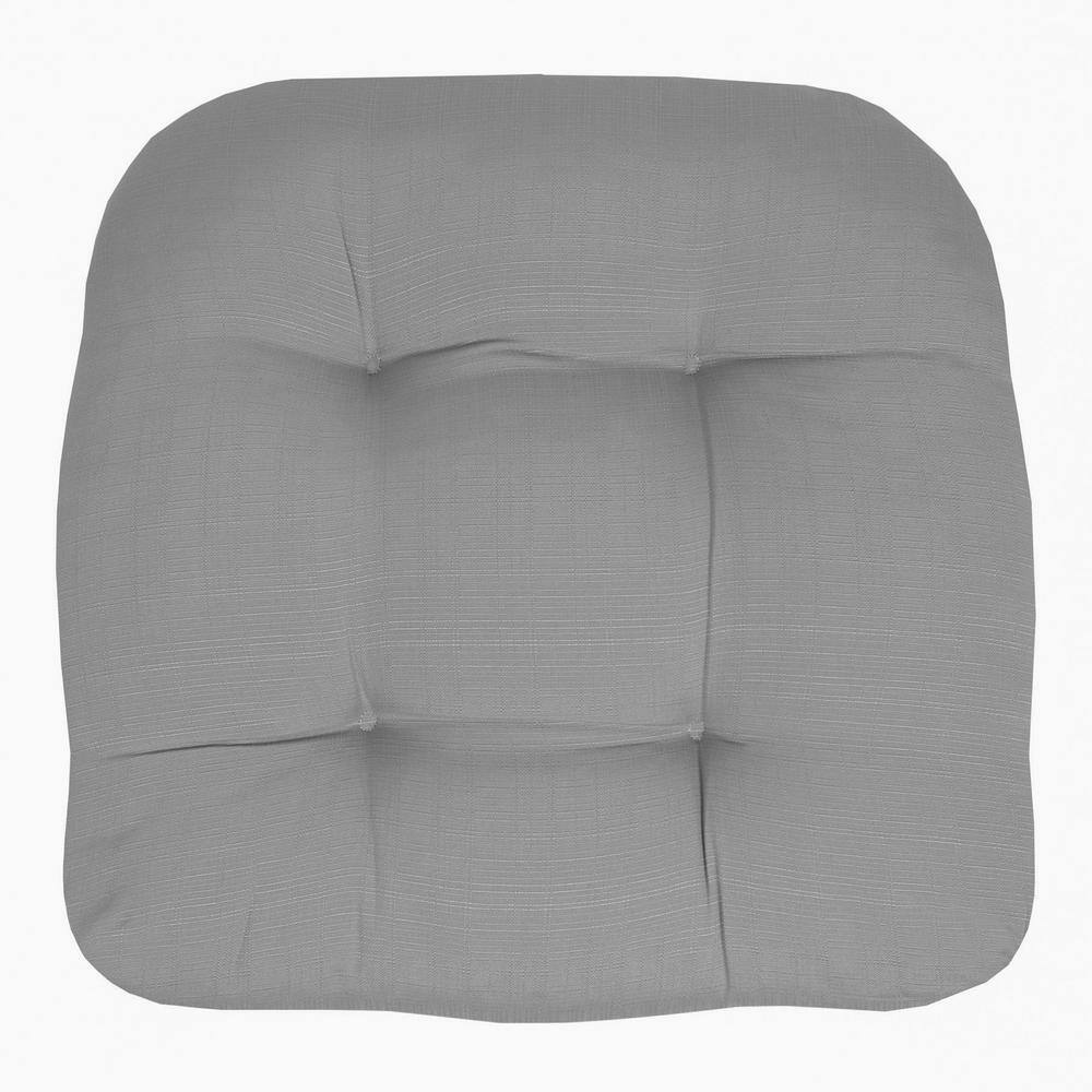 Silver Tufted Reversible Indoor-Outdoor Chair Cushions, 19" x 19", Set of 2