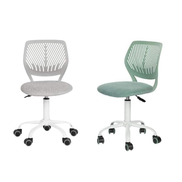 Homy Casa CARNAT Kids Desk Chairs, Adjustable Swivel Chair with Cushioned Seat and Lumbar Support, Mint Green and Grey (Set of 2)