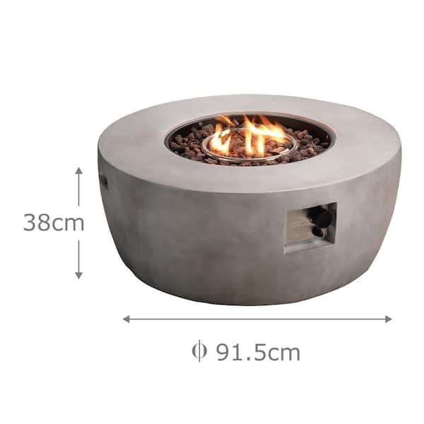 Grove Park 36 in. x 18 in. Round Concrete Propane Gas Fire Pit