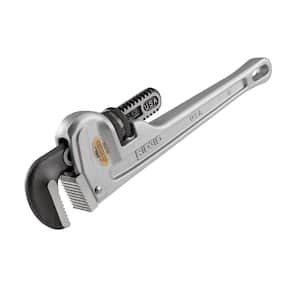 12 in. Aluminum Straight Pipe Wrench for Plumbing Sturdy Plumbing Pipe Tool with Self Cleaning Threads and Hook Jaws