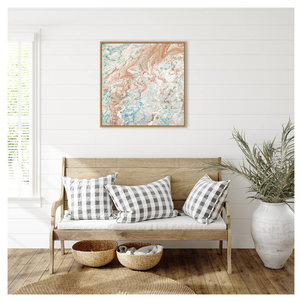 30"x30" Earth Tones Abstract Canvas Wall Art with Brown Frame