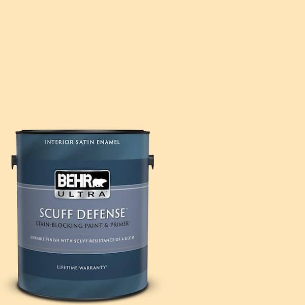 BEHR ULTRA 1 gal. #BIC-28 Butter Creme Extra Durable Satin Enamel Interior Paint & Primer