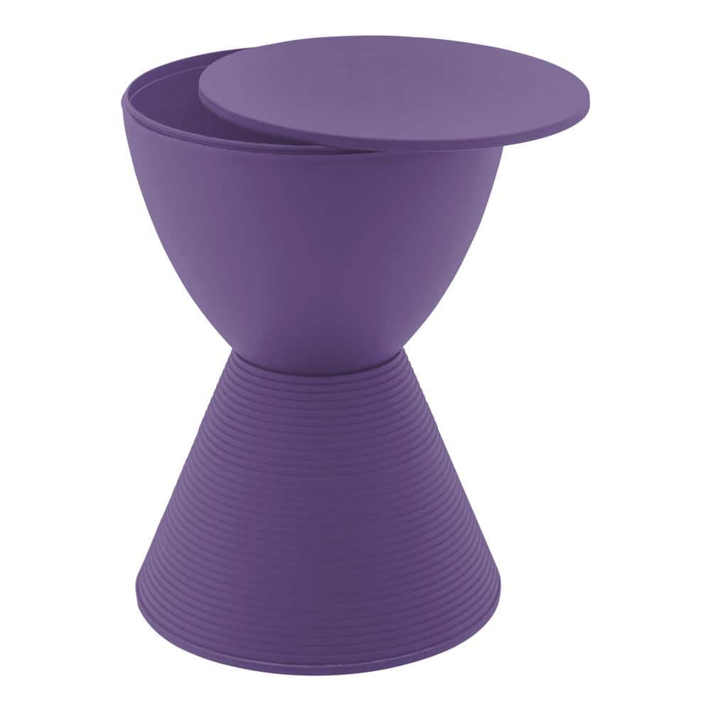 Purple Ribbed Round Plastic End Table
