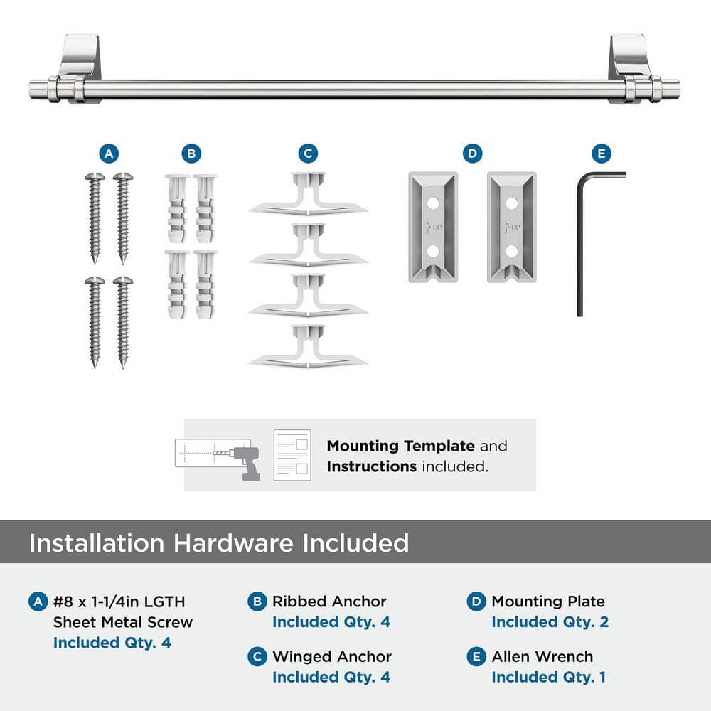 Davenport Chrome 18 inch Wall Mounted Towel Bar