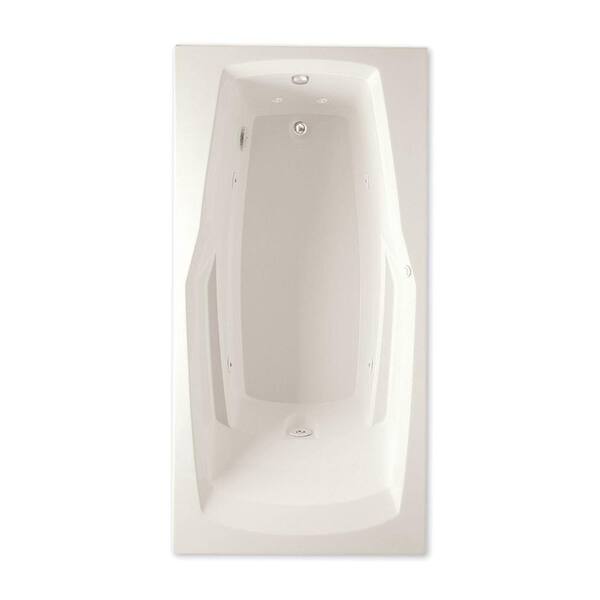 Aquatic Ascot 60in. x 34in. Acrylic Drop-In Whirlpool Reversible Drain Rectangular Bathtub in Biscuit