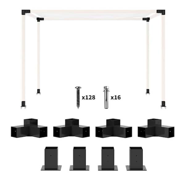 DIY Pergola Kit, Pergola Brackets with 3-Way and 4-Way Corner Brackets and Post Base, 8-Pieces