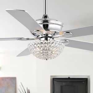 Cammy 52 in. Chrome 3-Light Traditional Transitional Iron Includes Remote LED Ceiling Fan