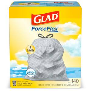ForceFlex 13 Gal. Tall Kitchen Drawstring Fresh Clean Scent with Febreze Freshness Trash Bags (140-Count)
