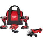 M18 18V Lithium-Ion Brushless Cordless Compact Drill/Impact Combo Kit (2-Tool) with Cut-Off/Grinder