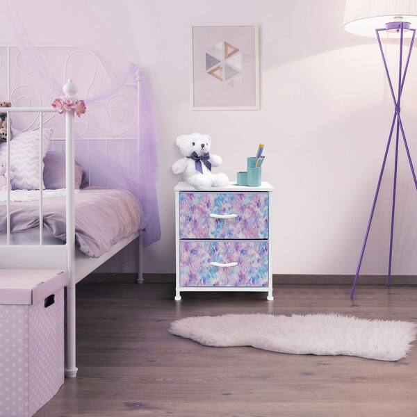 Sorbus Nightstand 2-Drawer Tie-Dye Purple Dresser 11.87 in