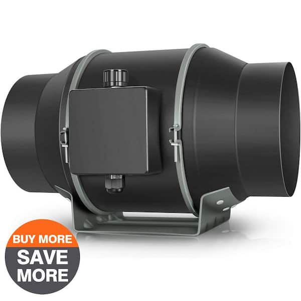 6 in. 370 CFM Duct Inline Ventilation Fan in Black with Speed Controller - Exhaust Blower for Grow Tent, Greenhouses