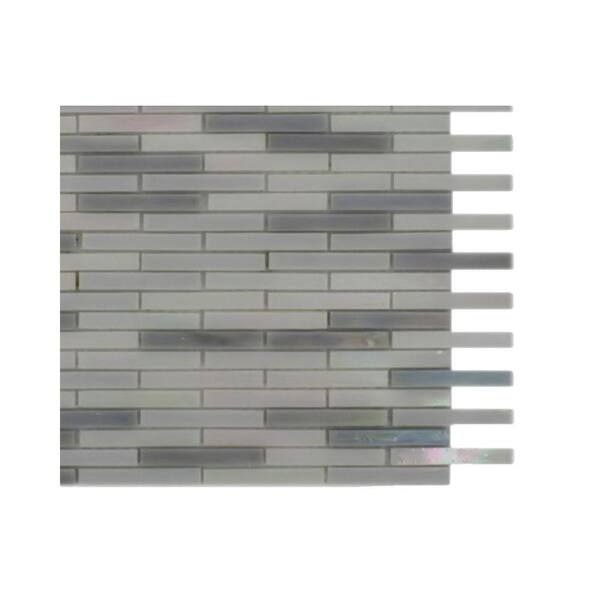 Ivy Hill Tile Matchstix Flakesnow Glass Mosaic Floor and Wall Tile - 3 in. x 6 in. x 8 mm Tile Sample