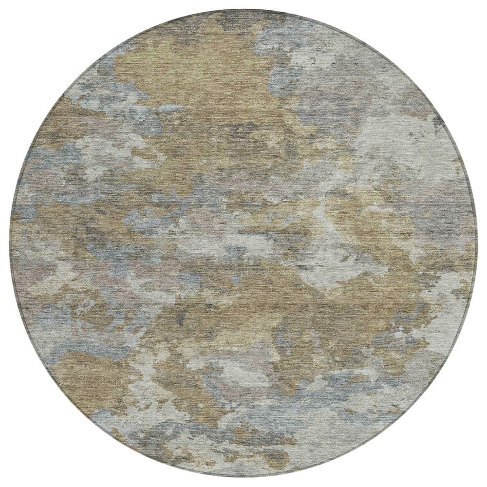 Chantille Machine Washable Indoor/Outdoor Abstract ACN1991 Gold 8 ft. x 8 ft. Round Rug price history on PriceWatchPro