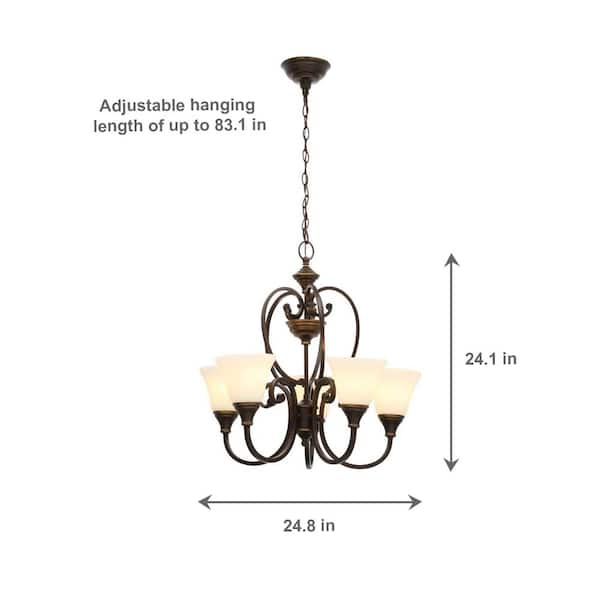 Hampton bay 5 light 2024 chandelier bronze