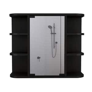 23.62 in. W x 19.68 in. H Rectangular Surface Mounted Medicine Cabinet with Mirror in Black