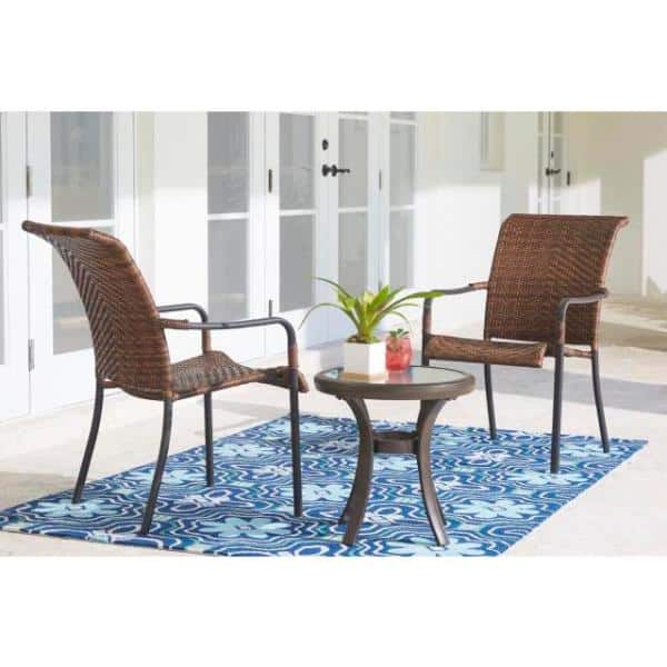 Hampton Bay Mix and Match Aluminum Brown Outdoor Patio Round Side Table FTA60762B