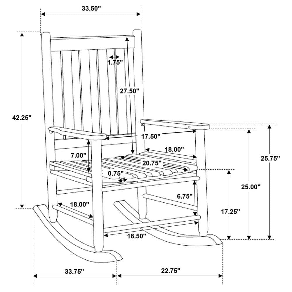 White Acacia Transitional Slat Back Rocking Chair