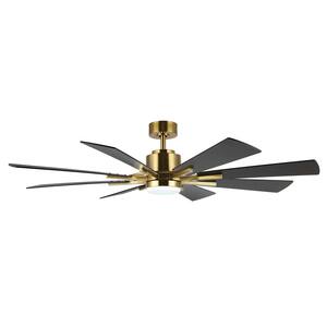 60 in. Matte Black Indoor Ceiling Fan with LED Lights and Remote Control DC Ceiling Fan