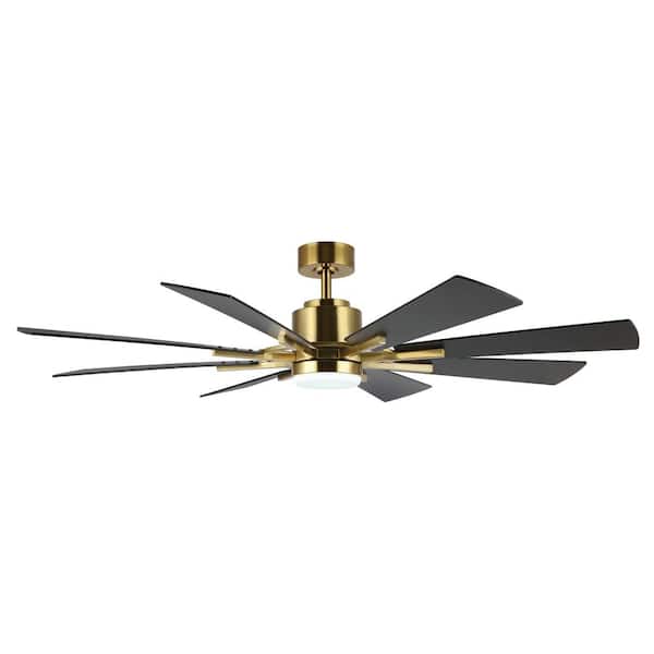 WINGBO 60 in. Matte Black Indoor Ceiling Fan with LED Lights and Remote Control DC Ceiling Fan