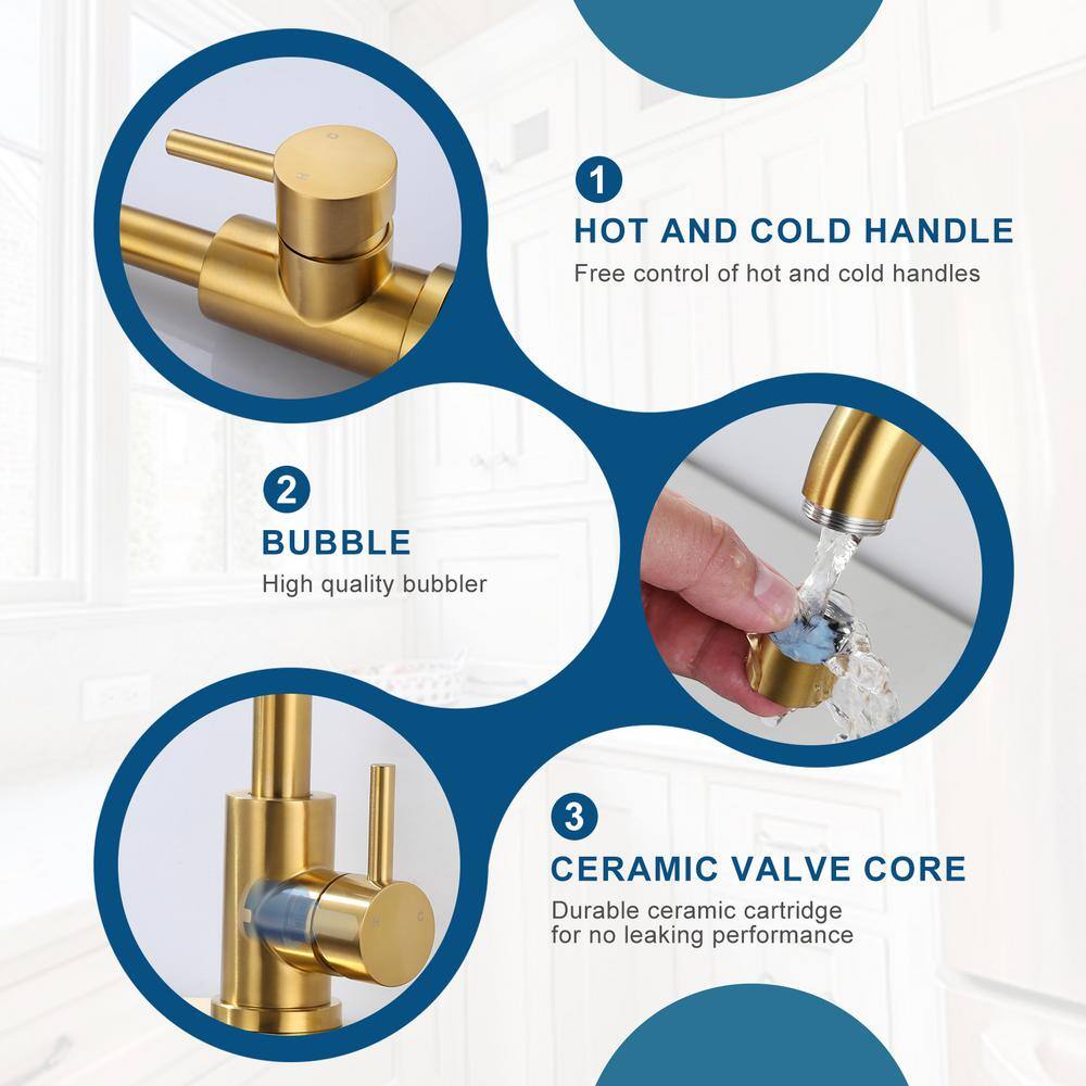 Brushed Gold Stainless Steel Single Handle Bar Faucet