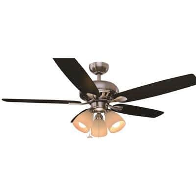 52" Brushed Nickel Ceiling Fan with Matte Black and Walnut Blades