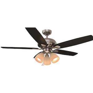 Rockport 52 in. LED Indoor Brushed Nickel Ceiling Fan with Light Kit