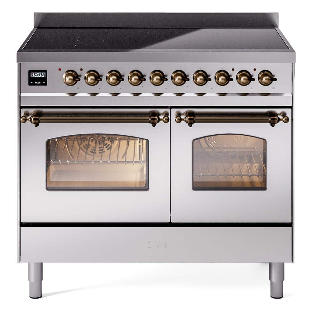 Nostalgie II 40 in. 6 Zone Freestanding Induction Range in Stainless Steel with Bronze Trim -  ILVE, UPDI406NMPSSB