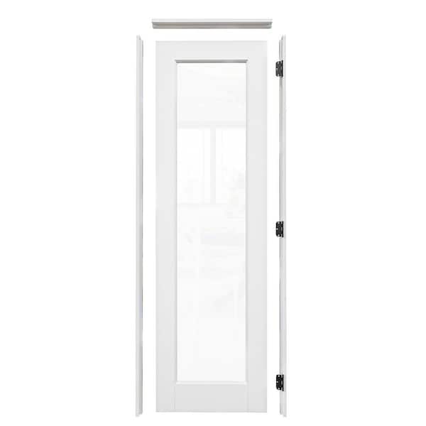 ARK DESIGN 24 in. x 80 in. 1-Lite Clear Glass Left Handed White Solid Core Single Interior Door Kit with Quick Assemble Jamb
