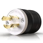 20 Amp 125/250-Volt NEMA L14-20P Locking Plug, Industrial Grade Grounding Heavy-Duty, Black/White