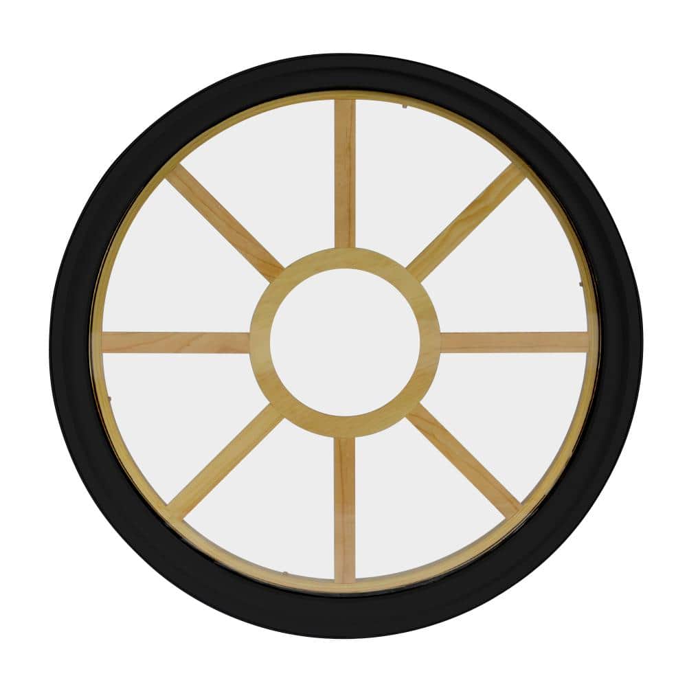 48 in. x 48 in. Round Black 4-9/16 in. Jamb 3-1/2 in. Interior Trim 9-Lite Grille Geometric Aluminum Clad Wood Window price history on PriceWatchPro