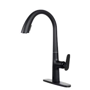 Single Handle Pull Down Sprayer Kitchen Faucet Sensor Automatic Taps with Pull Out Spray Wand in Matte Black