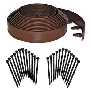 Tall Wall 60 ft. x 2.5 in. Brown Plastic No-Dig Landscape Edging Kit