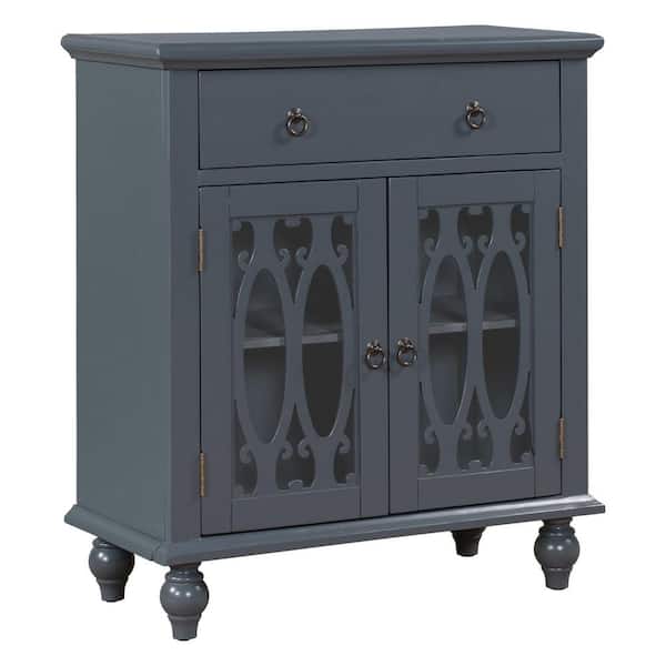 Unbranded Antique Blue 31.5 in. Wide Sideboard Storage Cabinet with Doors and Adjustable Shelf