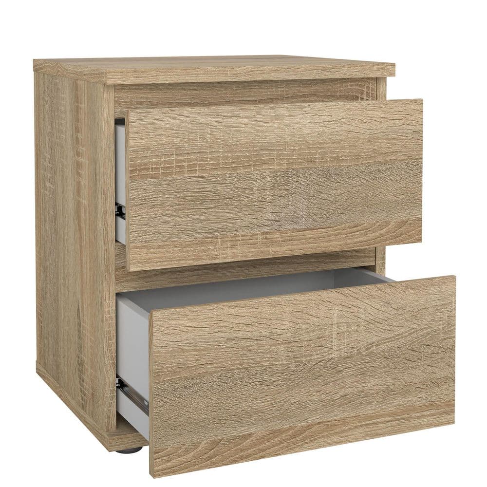 Oak Structure 2-Drawer Wood Nightstand with Particle Board Top