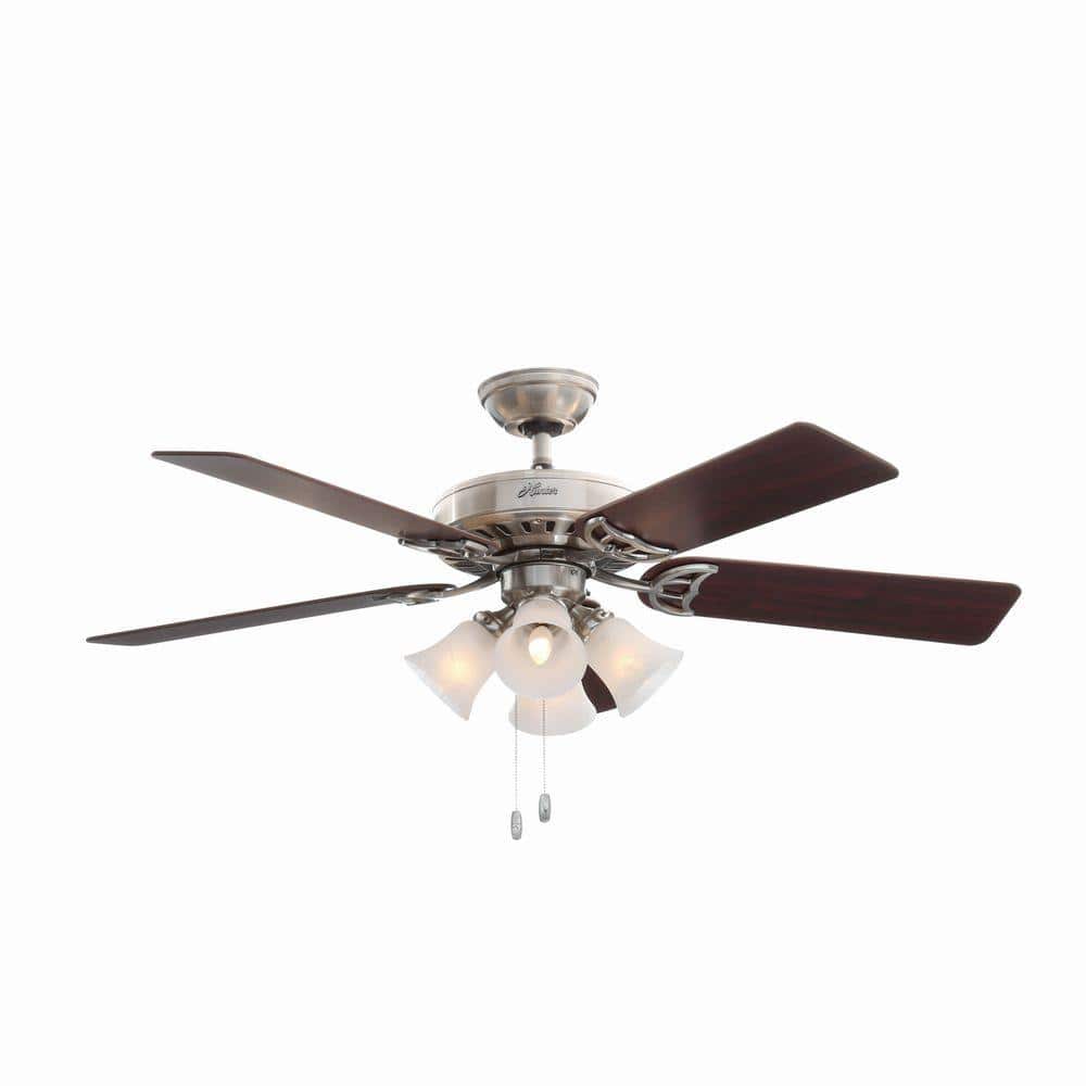 Hunter Studio Series 52 In Indoor Brushed Nickel Ceiling Fan With Light Kit 53064 The