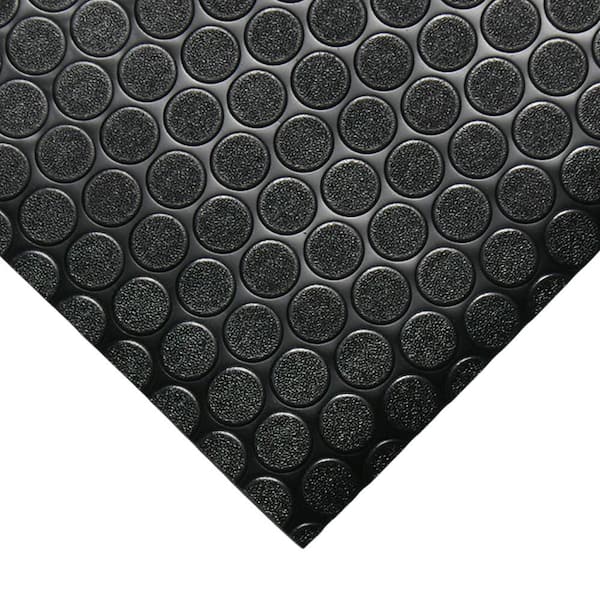 Rubber-Cal Coin Grip 4 ft. x 4 ft. Black Commercial Grade PVC Flooring