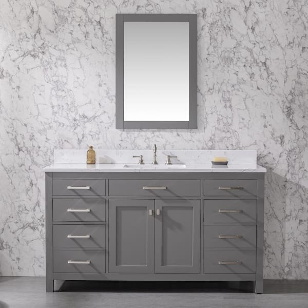 SUDIO Jasper 60 in. W x 22 in. D Bath Vanity in Gray with Engineered ...