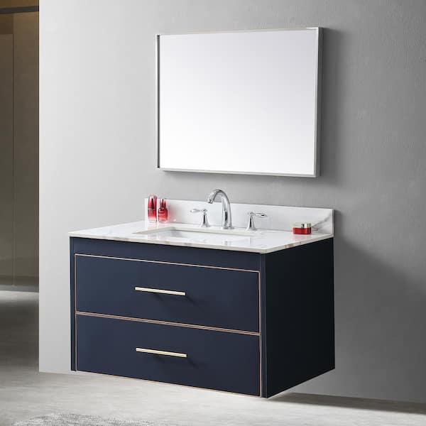 Xzkai 37 in. W x 22 in. D Engineered Stone Composite White